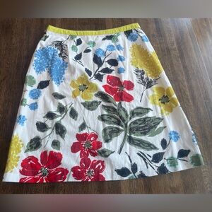 Boden White Floral Cotton Skirt- Size 8